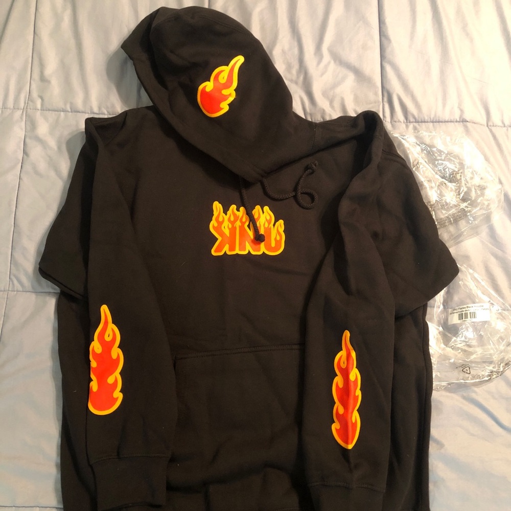 Fanjoy KNJ flame black hoodie NWOT